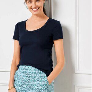 TALBOTS:  Ribbed Scoop Neck Tee - navy